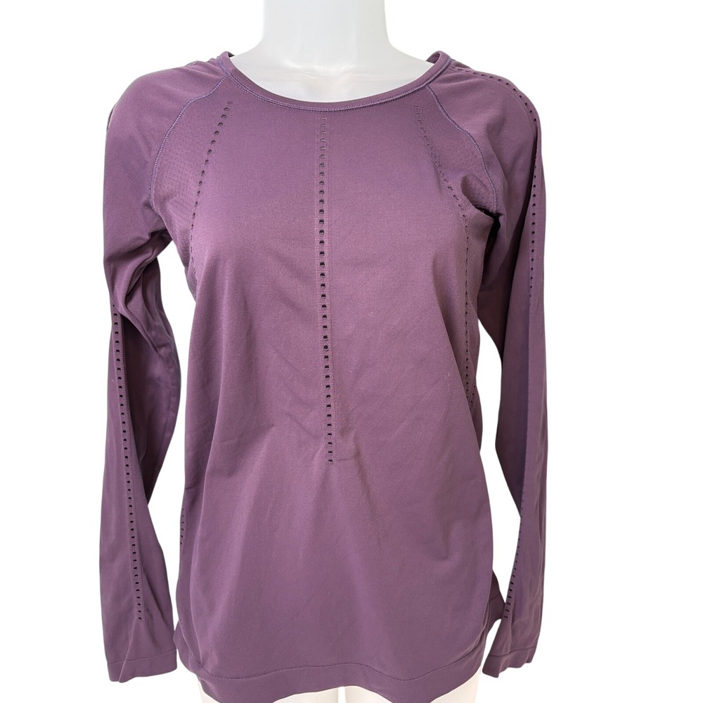 Athleta Small Momentum Long Sleeve Top Womens Purple Seamless Running Athleisure